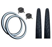 PAIR Baldy's 20 x 1.75 WHITE WALL Traditional/Folder/Shopper Bike Tyres & Schrader Valve Tubes
