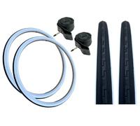 PAIR Baldy's 27 x 1-1/4 WHITE WALL Vintage Traditional Racing Bike Slick Road Tyres & Presta Valve Tubes