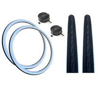 PAIR Baldy's 27 x 1-1/4 WHITE WALL Vintage Traditional Racing Bike Slick Road Tyres & Schrader Valve Tubes