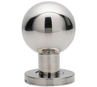 PAIR Ball Mortice Door Knob 55mm Diameter Bright Stainless Steel Rose
