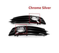 Pair Car Front Bumper Fog Light Grill Grille Cover Fog Lamp Cover Frame Lamp Hoods Compatible For Audi A3 8P S-Lines 2009-2012 2010 2011(Chrome Silver)
