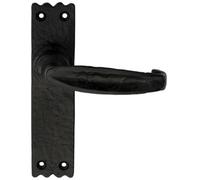 PAIR Creased Style Handle on Slim Latch Backplate 156 x 38mm Black Antique Loops Black One Size