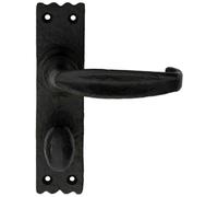 PAIR Creased Style Lever on Slim Bathroom Backplate 156 x 38mm Black Antique Loops Black One Size