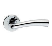 PAIR Curved Flowing Flared Handle Concealed Fix Round Rose Polished Chrome