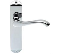 PAIR Curved Handle on Chamfered Latch Backplate 180 x 40mm Polished Chrome