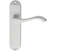 PAIR Curved Handle on Chamfered Latch Backplate 180 x 40mm Satin Chrome