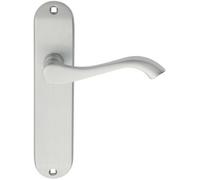 PAIR Curved Handle on Chamfered Latch Backplate 180 x 40mm Satin Chrome