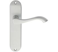 PAIR Curved Handle on Chamfered Latch Backplate 180 x 40mm Satin Chrome Loops Multi One Size