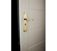 PAIR Curved Handle on Long Lock Backplate 245 x 45mm Polished Chrome