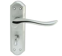 PAIR Curved Handle on Sculpted Bathroom Backplate 180 x 48mm Chrome