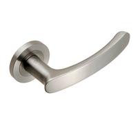 PAIR Curved Handle with Rounded Ends Concealed Fix Round Rose Satin Steel