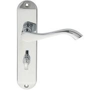 PAIR Curved Lever on Chamfered Bathroom Backplate 180 x 40mm Polished Chrome