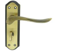 PAIR Curved Lever on Sculpted Bathroom Backplate 180 x 48mm Florentine Bronze