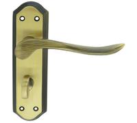 PAIR Curved Lever on Sculpted Bathroom Backplate 180 x 48mm Florentine Bronze