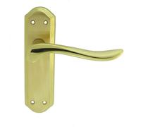 Pair Curved Lever On Sculpted Latch Backplate 180 X 48mm Satin/polished Brass