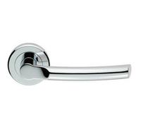 PAIR Curved Round Bar Handle on Round Rose Concealed Fix Polished Chrome