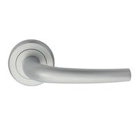 PAIR Curved Rounded Bar Handle Concealed Fix Round Rose Satin Chrome
