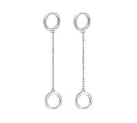 Pair Double Hoop Earrings for Women Girls 925 Sterling Silver Small Huggie Dangle Slave Chain Drop Second Hole Helix Post Multiple Studs Lobe Piercing Cuff Cartilage Men Personalized Jewelry Goth Punk