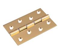 Pair Double Steel Washered Brass Butt Hinge 102 x 67mm Satin Brass Door Fixing