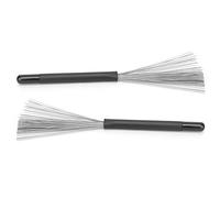Pair Drum Brushes Retractable, Stainless Steel Black, 2 Pieces - Comfortable Rubber Handle, Resistant, Ideal for Rock and Folk Drummers
