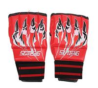 Pair Fight Gloves HalfFinger SweatProof with High Elastic Band for Punching Bag Fighting Competition (Red)