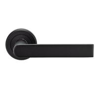 PAIR Flat Rectangular Bar Handle on Round Rose Concealed Fix Matt Black