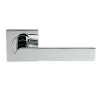 PAIR Flat Rectangular Bar Lever on Square Rose Concealed Fix Polished Chrome