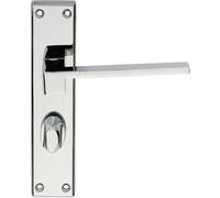 PAIR Flat Straight Handle on Bathroom Backplate 180 x 40mm Polished Chrome