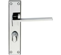 Pair Flat Straight Handle On Bathroom Backplate 180 X 40mm Polished Chrome