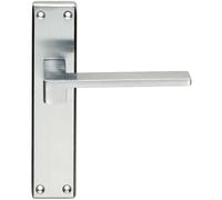 PAIR Flat Straight Lever on Latch Backplate Handle 180 x 40mm Satin Chrome