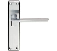 Pair Flat Straight Lever on Latch Backplate Handle - 180 x 40mm- Satin Chrome | Lever on Backplate Door Handle - Internal Door Hardware - Lock, Euro, Oval and Latch Options Available