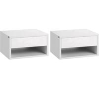 HOMCOM Floating Bedside Table Set of 2 with Drawer White