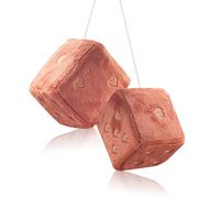 Pair Fuzzy Plush Dice for Car Rearview Mirror, 3’’ Retro Square Heart-Shape Decoration Dice for Hanging Car Accessories, Car Decorations for Women