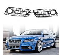 Pair Gloss Black Honeycomb Fog Light Lamp Grille Cover Bezel Compatible With Audi A4 B8 S-Line S4 Models 2008-2012 Left & Right Side UK