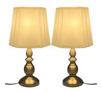 CAPRICAN Harvard Antique Brass Touch Table Lamp | Cream Hexagonal Fabric Shade | 4-Stage Sensitive Dimmer Bedside Light | Classic Candlestick Design for Living Room & Bedroom Bulbs Not Included (Pair)