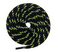[Pair] Heavy Duty, durable round Boot Lace, Shoe Lace classic colours 160cm Dot/180cm Stripe for hiking, Mountaineering running, working, casual (Black/Green 160cm)