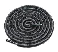 [Pair] Heavy Duty, durable round Boot Laces pair, Shoe Lace classic colours 180cm for hiking, running, working, casual (Grey/Black)