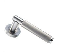 PAIR Knurled Grip Round Bar Handle on Round Rose Concealed Fix Satin Nickel