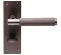 PAIR Knurled Round Handle on Slim Bathroom Backplate 150 x 50mm Matt Bronze Loops Multi One Size