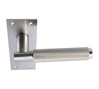 PAIR Knurled Round Handle on Slim Bathroom Backplate 150 x 50mm Satin Nickel Loops Metallics One Size