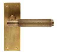 PAIR Knurled Round Handle on Slim Latch Backplate 150 x 50mm Antique Brass Loops Metallics One Size
