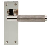 PAIR Knurled Round Handle on Slim Latch Backplate 150 x 50mm Polished Nickel Loops Metallics One Size