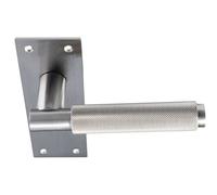 PAIR Knurled Round Handle on Slim Latch Backplate 150 x 50mm Satin Nickel Loops Metallics One Size