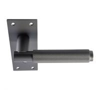 PAIR Knurled Round Handle on Slim Lock Backplate 150 x 50mm Matt Bronze Loops Multi One Size