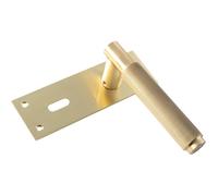 PAIR Knurled Round Handle on Slim Lock Backplate 150 x 50mm Satin Brass Loops Metallics One Size