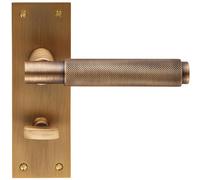 PAIR Knurled Round Lever on Slim Bathroom Backplate 150 x 50mm Antique Brass Loops Metallics One Size