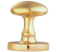 PAIR Large Oval Mortice Door Knob 61mm Diameter Polished Brass Door Handle Loops Metallics One Size