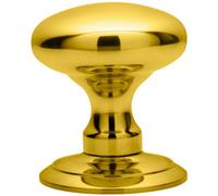 Pair Large Rounded Mortice Door Knob 65mm Diameter Polished Brass