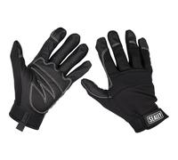 PAIR Light Palm Black Mechanics Gloves - Large - Touchscreen Index Fingertip Loops Black One Size
