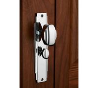 Pair Line Detailed Door Knob On Bathroom Backplate 205 X 45mm Polished Chrome